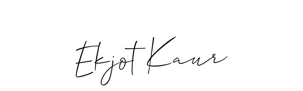 The best way (Allison_Script) to make a short signature is to pick only two or three words in your name. The name Ekjot Kaur include a total of six letters. For converting this name. Ekjot Kaur signature style 2 images and pictures png