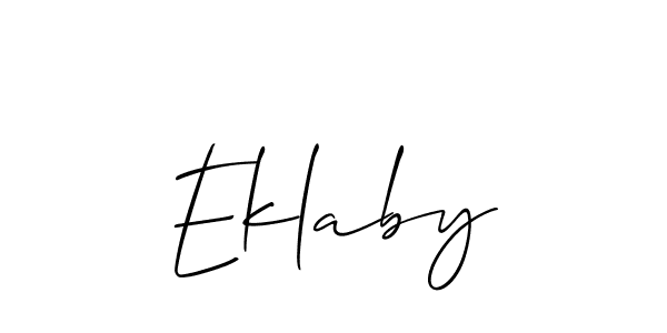 The best way (Allison_Script) to make a short signature is to pick only two or three words in your name. The name Eklaby include a total of six letters. For converting this name. Eklaby signature style 2 images and pictures png