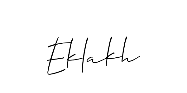 Use a signature maker to create a handwritten signature online. With this signature software, you can design (Allison_Script) your own signature for name Eklakh. Eklakh signature style 2 images and pictures png