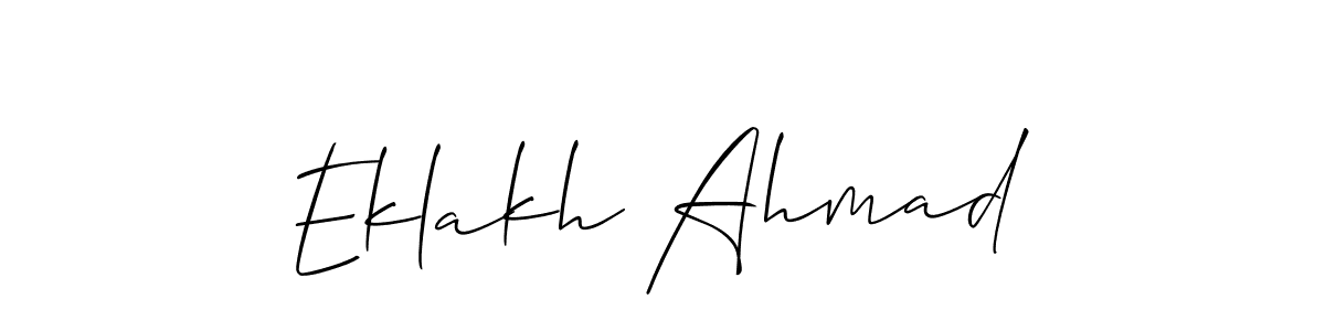 Allison_Script is a professional signature style that is perfect for those who want to add a touch of class to their signature. It is also a great choice for those who want to make their signature more unique. Get Eklakh Ahmad name to fancy signature for free. Eklakh Ahmad signature style 2 images and pictures png
