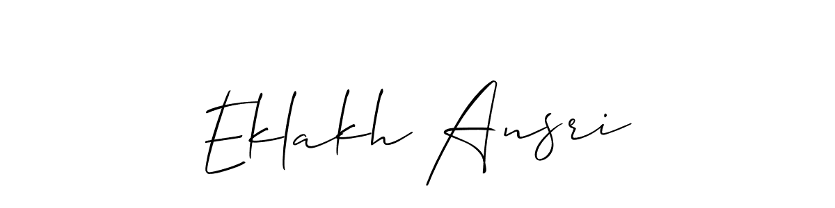 Create a beautiful signature design for name Eklakh Ansri. With this signature (Allison_Script) fonts, you can make a handwritten signature for free. Eklakh Ansri signature style 2 images and pictures png