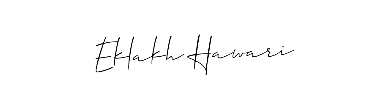 The best way (Allison_Script) to make a short signature is to pick only two or three words in your name. The name Eklakh Hawari include a total of six letters. For converting this name. Eklakh Hawari signature style 2 images and pictures png
