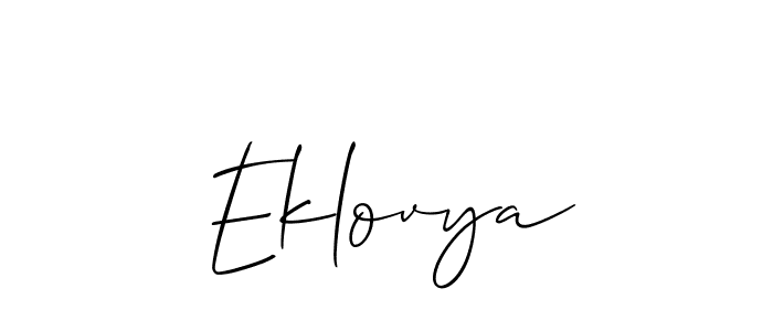 Allison_Script is a professional signature style that is perfect for those who want to add a touch of class to their signature. It is also a great choice for those who want to make their signature more unique. Get Eklovya name to fancy signature for free. Eklovya signature style 2 images and pictures png