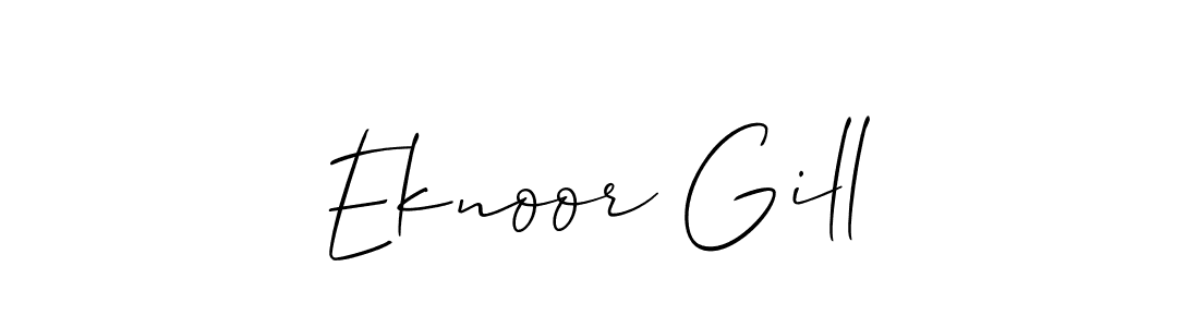 How to make Eknoor Gill name signature. Use Allison_Script style for creating short signs online. This is the latest handwritten sign. Eknoor Gill signature style 2 images and pictures png