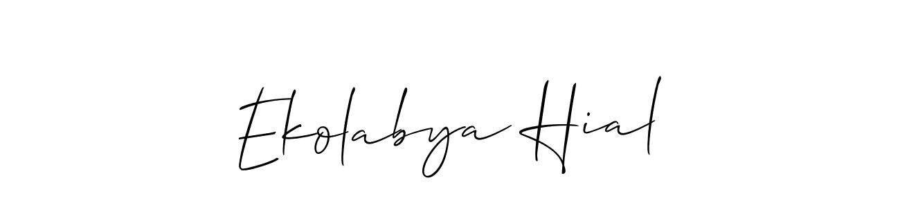 The best way (Allison_Script) to make a short signature is to pick only two or three words in your name. The name Ekolabya Hial include a total of six letters. For converting this name. Ekolabya Hial signature style 2 images and pictures png