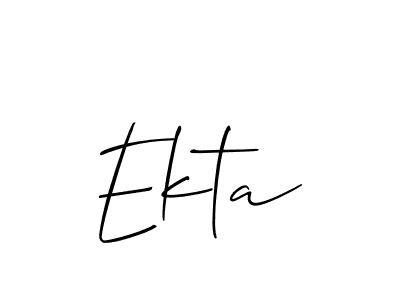 Make a beautiful signature design for name Ekta. With this signature (Allison_Script) style, you can create a handwritten signature for free. Ekta signature style 2 images and pictures png