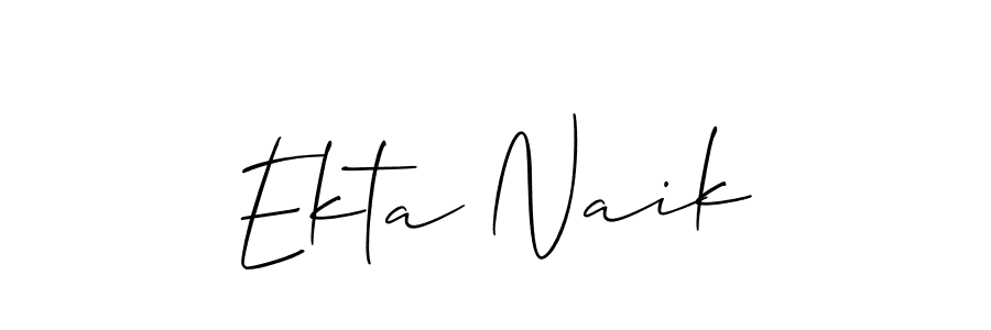 The best way (Allison_Script) to make a short signature is to pick only two or three words in your name. The name Ekta Naik include a total of six letters. For converting this name. Ekta Naik signature style 2 images and pictures png