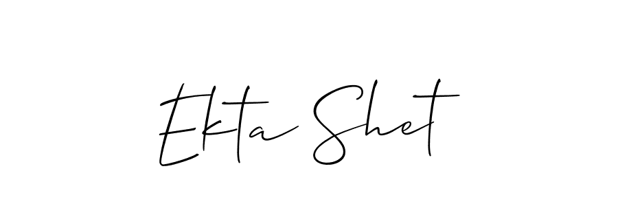 Make a beautiful signature design for name Ekta Shet. With this signature (Allison_Script) style, you can create a handwritten signature for free. Ekta Shet signature style 2 images and pictures png