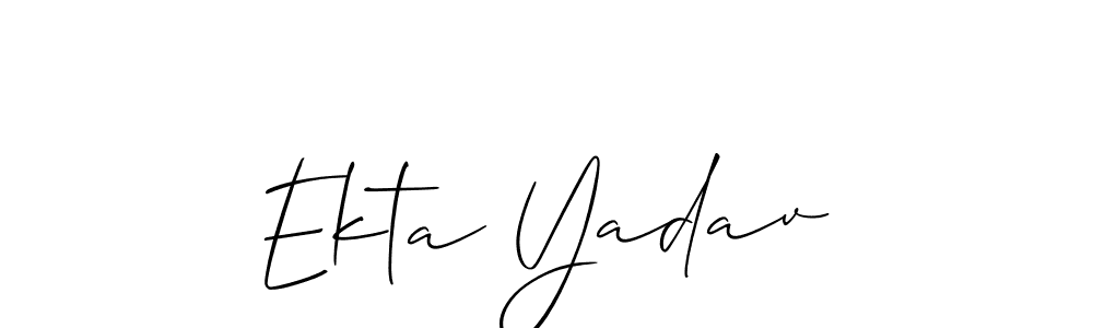 Also You can easily find your signature by using the search form. We will create Ekta Yadav name handwritten signature images for you free of cost using Allison_Script sign style. Ekta Yadav signature style 2 images and pictures png