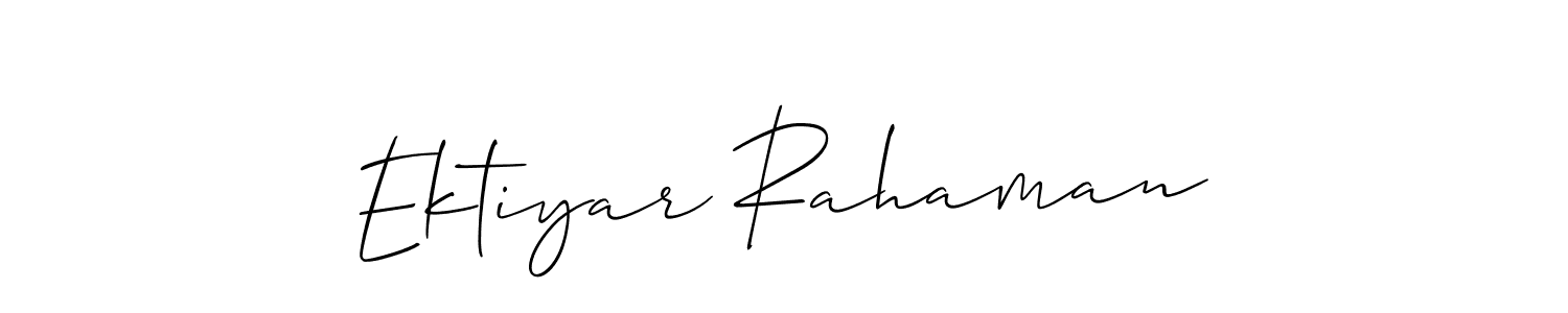 Make a short Ektiyar Rahaman signature style. Manage your documents anywhere anytime using Allison_Script. Create and add eSignatures, submit forms, share and send files easily. Ektiyar Rahaman signature style 2 images and pictures png
