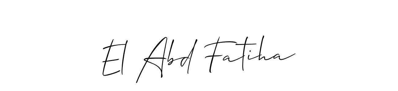 The best way (Allison_Script) to make a short signature is to pick only two or three words in your name. The name El Abd Fatiha include a total of six letters. For converting this name. El Abd Fatiha signature style 2 images and pictures png