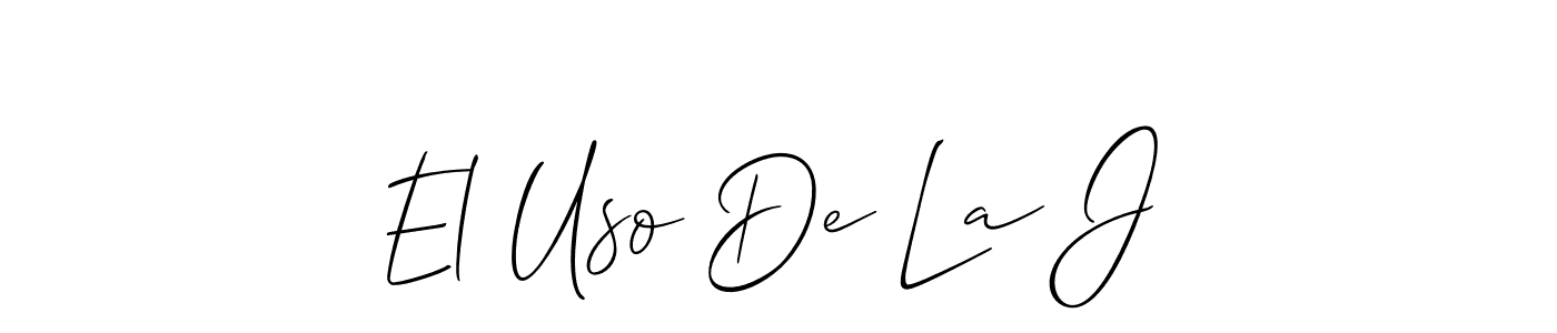 The best way (Allison_Script) to make a short signature is to pick only two or three words in your name. The name El Uso De La J include a total of six letters. For converting this name. El Uso De La J signature style 2 images and pictures png
