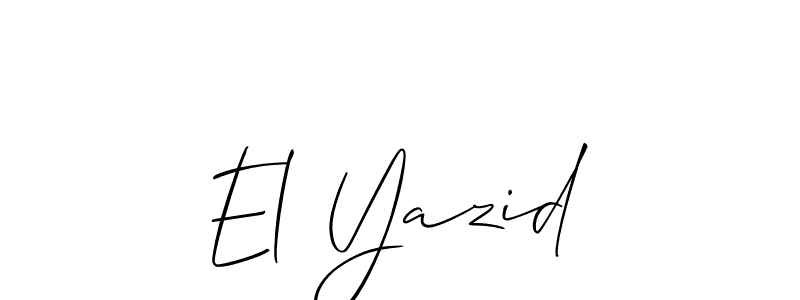 Also You can easily find your signature by using the search form. We will create El Yazid name handwritten signature images for you free of cost using Allison_Script sign style. El Yazid signature style 2 images and pictures png