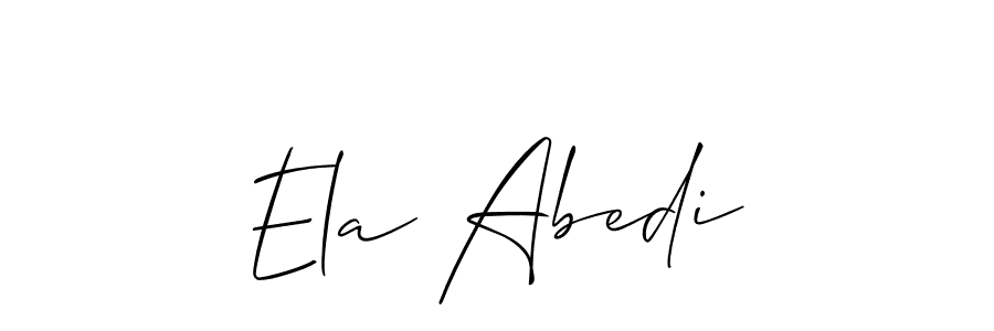 Make a beautiful signature design for name Ela Abedi. With this signature (Allison_Script) style, you can create a handwritten signature for free. Ela Abedi signature style 2 images and pictures png