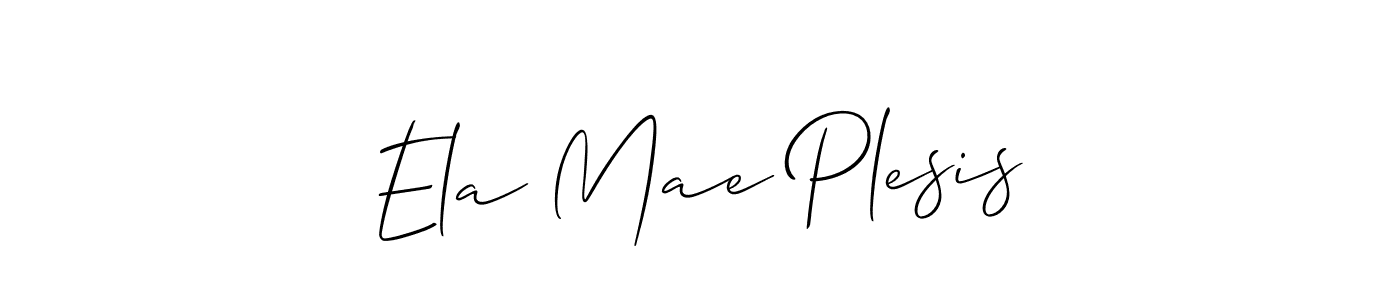 The best way (Allison_Script) to make a short signature is to pick only two or three words in your name. The name Ela Mae Plesis include a total of six letters. For converting this name. Ela Mae Plesis signature style 2 images and pictures png