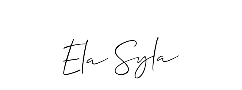 Also You can easily find your signature by using the search form. We will create Ela Syla name handwritten signature images for you free of cost using Allison_Script sign style. Ela Syla signature style 2 images and pictures png