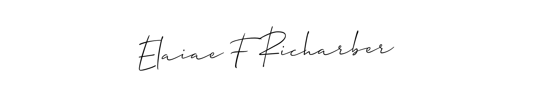 Allison_Script is a professional signature style that is perfect for those who want to add a touch of class to their signature. It is also a great choice for those who want to make their signature more unique. Get Elaiae F Richarber name to fancy signature for free. Elaiae F Richarber signature style 2 images and pictures png