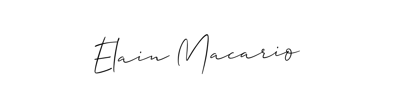 How to make Elain Macario name signature. Use Allison_Script style for creating short signs online. This is the latest handwritten sign. Elain Macario signature style 2 images and pictures png