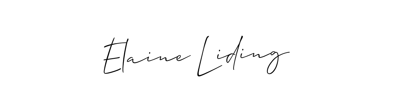 Allison_Script is a professional signature style that is perfect for those who want to add a touch of class to their signature. It is also a great choice for those who want to make their signature more unique. Get Elaine Liding name to fancy signature for free. Elaine Liding signature style 2 images and pictures png