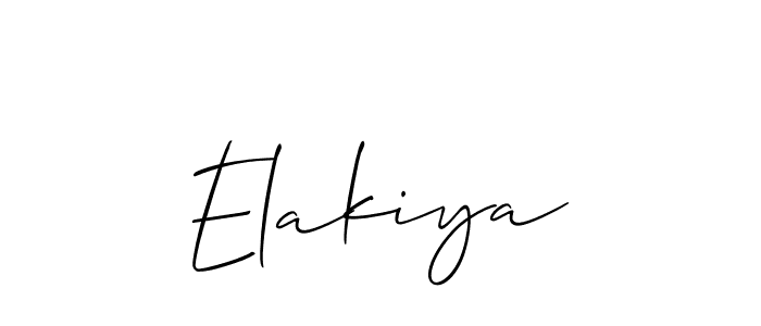 How to make Elakiya signature? Allison_Script is a professional autograph style. Create handwritten signature for Elakiya name. Elakiya signature style 2 images and pictures png