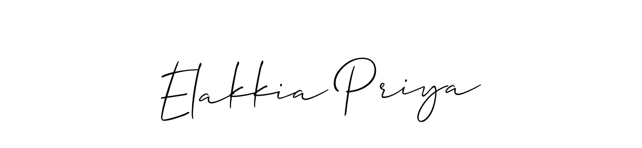 It looks lik you need a new signature style for name Elakkia Priya. Design unique handwritten (Allison_Script) signature with our free signature maker in just a few clicks. Elakkia Priya signature style 2 images and pictures png