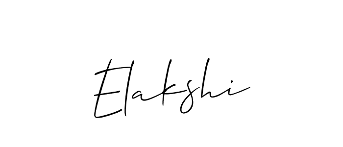 Design your own signature with our free online signature maker. With this signature software, you can create a handwritten (Allison_Script) signature for name Elakshi. Elakshi signature style 2 images and pictures png