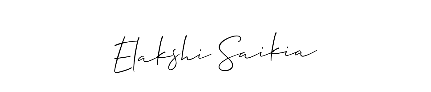 Make a short Elakshi Saikia signature style. Manage your documents anywhere anytime using Allison_Script. Create and add eSignatures, submit forms, share and send files easily. Elakshi Saikia signature style 2 images and pictures png