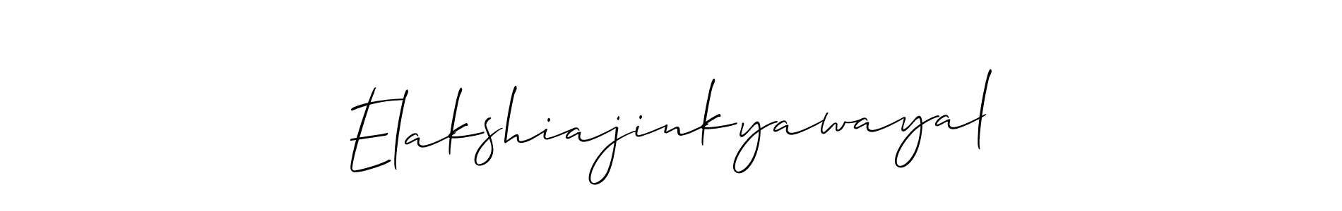 Use a signature maker to create a handwritten signature online. With this signature software, you can design (Allison_Script) your own signature for name Elakshiajinkyawayal. Elakshiajinkyawayal signature style 2 images and pictures png