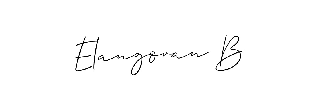 Create a beautiful signature design for name Elangovan B. With this signature (Allison_Script) fonts, you can make a handwritten signature for free. Elangovan B signature style 2 images and pictures png