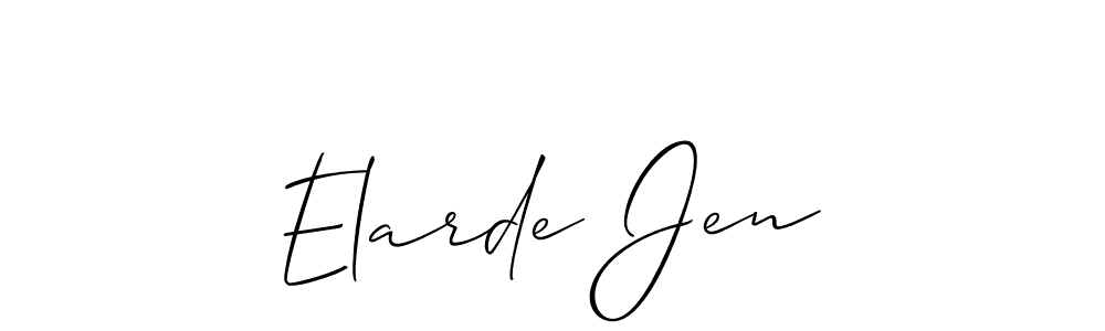 The best way (Allison_Script) to make a short signature is to pick only two or three words in your name. The name Elarde Jen include a total of six letters. For converting this name. Elarde Jen signature style 2 images and pictures png