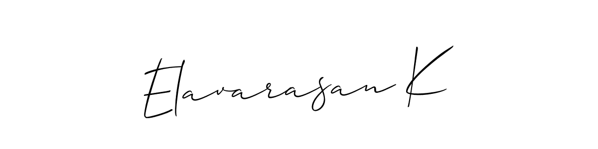 Allison_Script is a professional signature style that is perfect for those who want to add a touch of class to their signature. It is also a great choice for those who want to make their signature more unique. Get Elavarasan K name to fancy signature for free. Elavarasan K signature style 2 images and pictures png