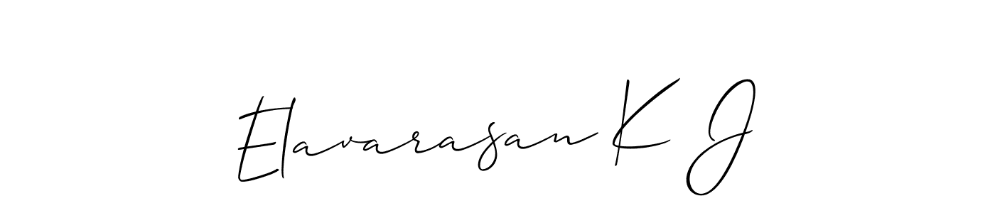 Use a signature maker to create a handwritten signature online. With this signature software, you can design (Allison_Script) your own signature for name Elavarasan K J. Elavarasan K J signature style 2 images and pictures png