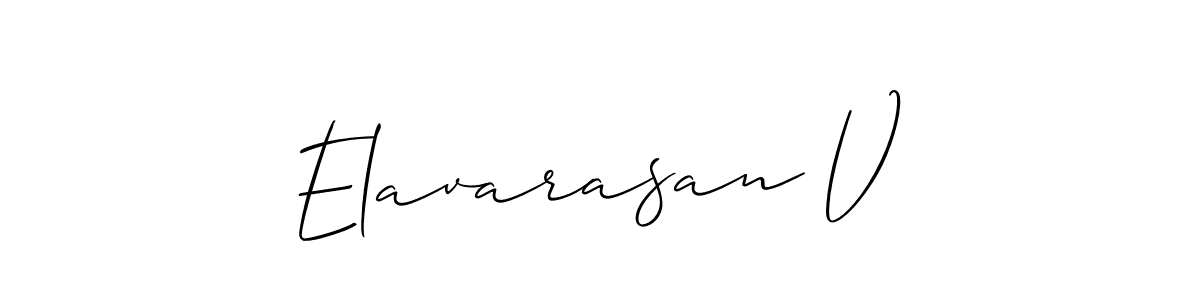 How to Draw Elavarasan V signature style? Allison_Script is a latest design signature styles for name Elavarasan V. Elavarasan V signature style 2 images and pictures png