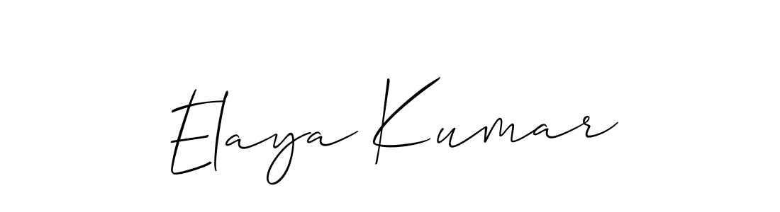 The best way (Allison_Script) to make a short signature is to pick only two or three words in your name. The name Elaya Kumar include a total of six letters. For converting this name. Elaya Kumar signature style 2 images and pictures png