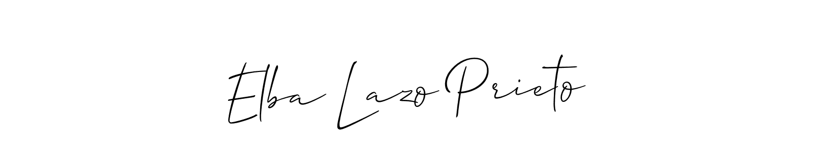 Allison_Script is a professional signature style that is perfect for those who want to add a touch of class to their signature. It is also a great choice for those who want to make their signature more unique. Get Elba Lazo Prieto name to fancy signature for free. Elba Lazo Prieto signature style 2 images and pictures png