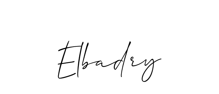 Use a signature maker to create a handwritten signature online. With this signature software, you can design (Allison_Script) your own signature for name Elbadry. Elbadry signature style 2 images and pictures png