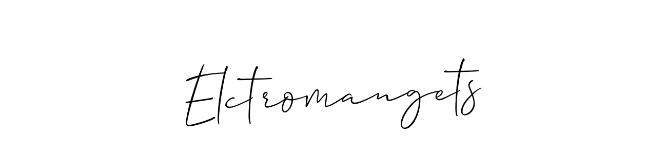 The best way (Allison_Script) to make a short signature is to pick only two or three words in your name. The name Elctromangets include a total of six letters. For converting this name. Elctromangets signature style 2 images and pictures png