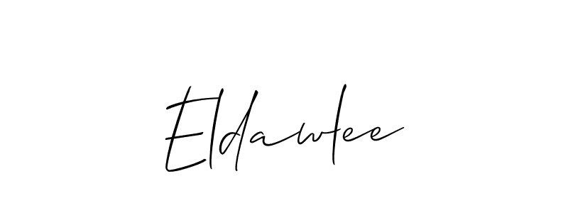 How to make Eldawlee name signature. Use Allison_Script style for creating short signs online. This is the latest handwritten sign. Eldawlee signature style 2 images and pictures png