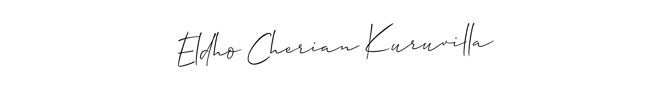 The best way (Allison_Script) to make a short signature is to pick only two or three words in your name. The name Eldho Cherian Kuruvilla include a total of six letters. For converting this name. Eldho Cherian Kuruvilla signature style 2 images and pictures png