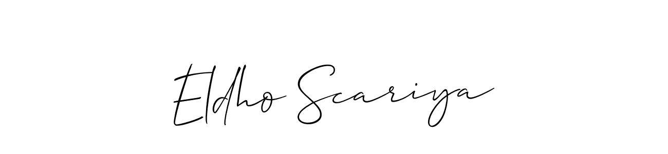 You should practise on your own different ways (Allison_Script) to write your name (Eldho Scariya) in signature. don't let someone else do it for you. Eldho Scariya signature style 2 images and pictures png
