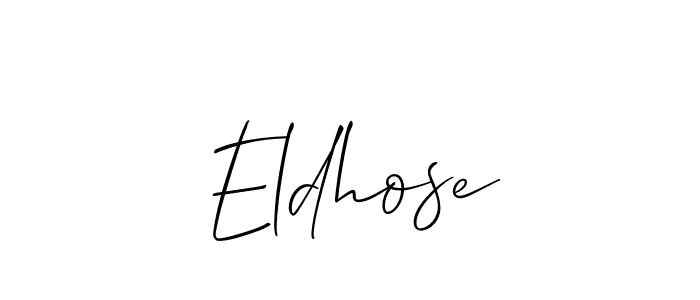 if you are searching for the best signature style for your name Eldhose. so please give up your signature search. here we have designed multiple signature styles  using Allison_Script. Eldhose signature style 2 images and pictures png