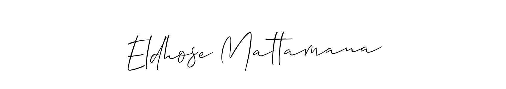 Eldhose Mattamana stylish signature style. Best Handwritten Sign (Allison_Script) for my name. Handwritten Signature Collection Ideas for my name Eldhose Mattamana. Eldhose Mattamana signature style 2 images and pictures png