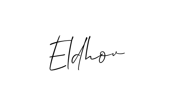 Use a signature maker to create a handwritten signature online. With this signature software, you can design (Allison_Script) your own signature for name Eldhov. Eldhov signature style 2 images and pictures png