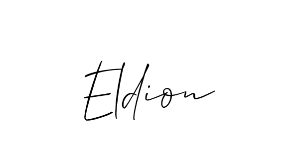 Allison_Script is a professional signature style that is perfect for those who want to add a touch of class to their signature. It is also a great choice for those who want to make their signature more unique. Get Eldion name to fancy signature for free. Eldion signature style 2 images and pictures png