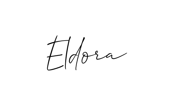 Also You can easily find your signature by using the search form. We will create Eldora name handwritten signature images for you free of cost using Allison_Script sign style. Eldora signature style 2 images and pictures png