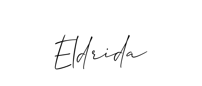 Allison_Script is a professional signature style that is perfect for those who want to add a touch of class to their signature. It is also a great choice for those who want to make their signature more unique. Get Eldrida name to fancy signature for free. Eldrida signature style 2 images and pictures png