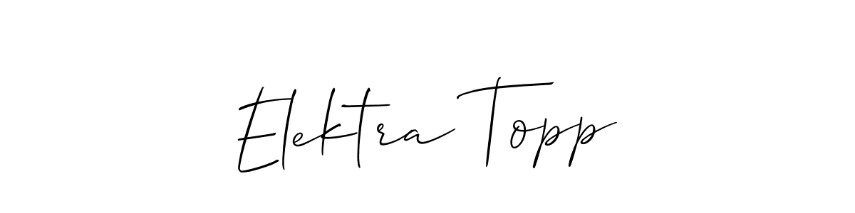 Also You can easily find your signature by using the search form. We will create Elektra Topp name handwritten signature images for you free of cost using Allison_Script sign style. Elektra Topp signature style 2 images and pictures png