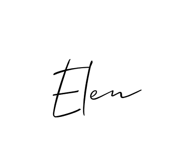 Design your own signature with our free online signature maker. With this signature software, you can create a handwritten (Allison_Script) signature for name Elen. Elen signature style 2 images and pictures png