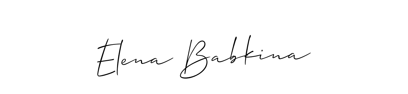 Allison_Script is a professional signature style that is perfect for those who want to add a touch of class to their signature. It is also a great choice for those who want to make their signature more unique. Get Elena Babkina name to fancy signature for free. Elena Babkina signature style 2 images and pictures png