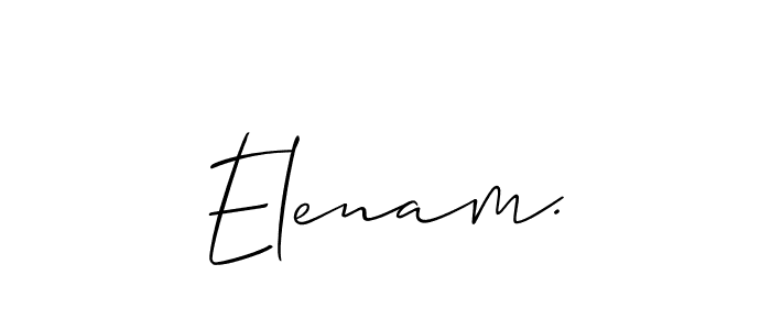 You should practise on your own different ways (Allison_Script) to write your name (Elenam.) in signature. don't let someone else do it for you. Elenam. signature style 2 images and pictures png